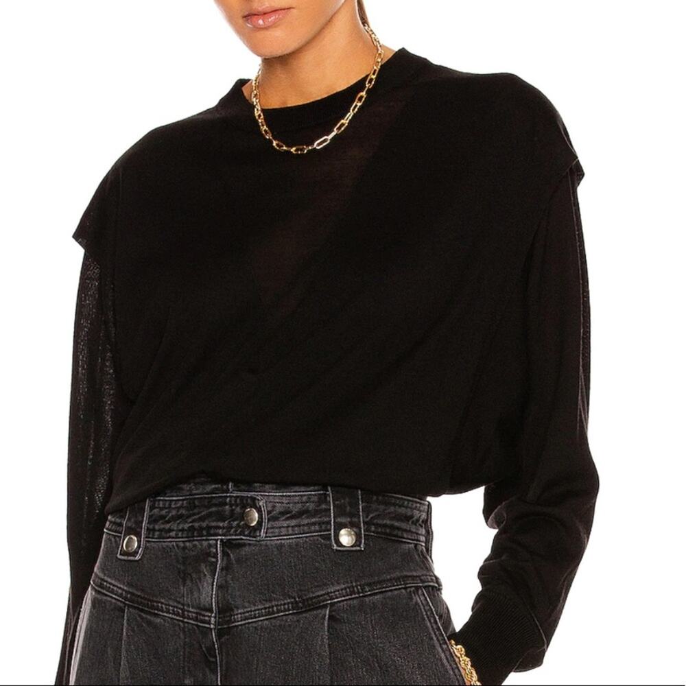 IRO Paris Royce black top wool silk size small designer dolman small